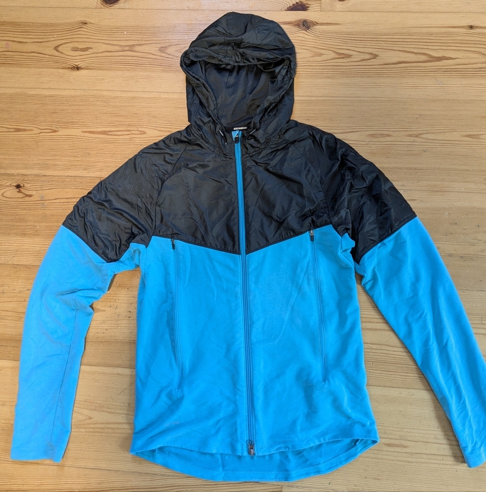 Nike Dri-fit Hooded Running Jacket - Teal And Black - Men's Small